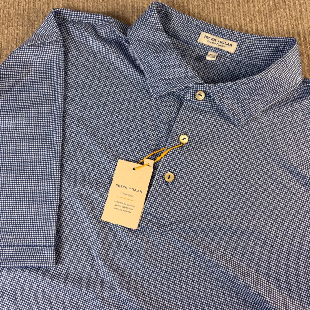 Peter Millar Summer Comfort BH Embroidery Blue Diamond Polo Men's Size XXL NWT